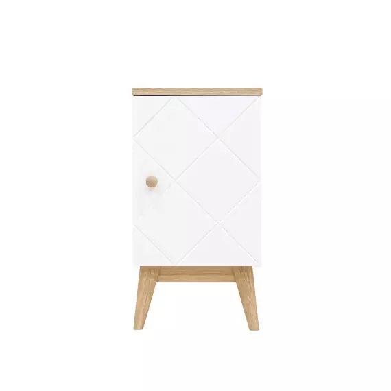 Table de nuit blanc/chêne en MDF et chêne