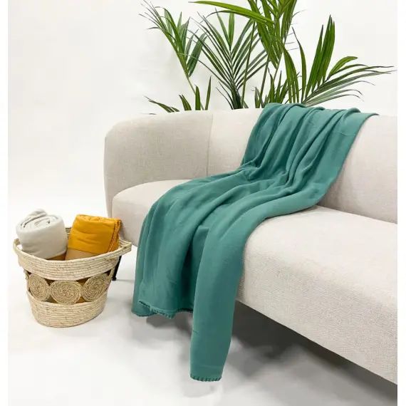 Plaid vert doux 150×200 cm uni
