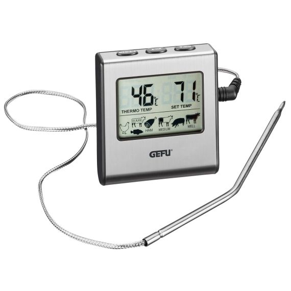 Thermomètre numérique avec minuteur en acier inoxydable argent