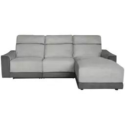 Canapé d’angle droit relaxation électrique  4 places NIGHT coloris gris clair/gris foncé