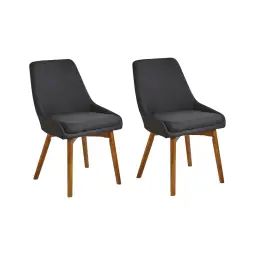 Lot de 2 chaises de salle à manger en tissu noir