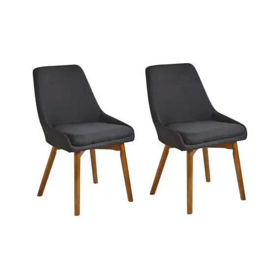 Lot de 2 chaises de salle à manger en tissu noir