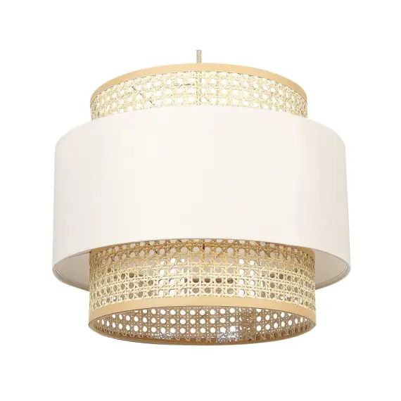 Lampe suspension en rotin beige et naturel