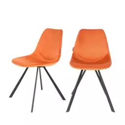 2 chaises en velours orange