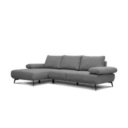 Canapé d’angle gauche 4 places tissu gris foncé