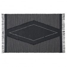 Tapis en coton recyclé tissé gris anthracite, noir et blanc 140×200