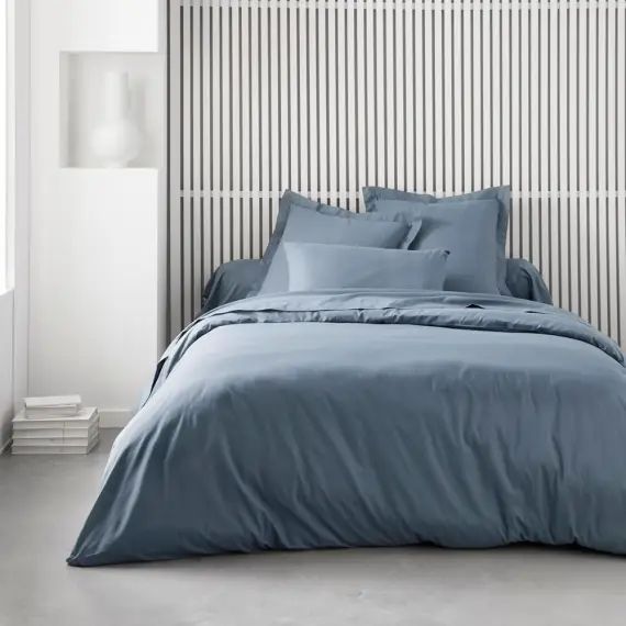 Housse de couette en Coton Bleu gris 140×200 cm