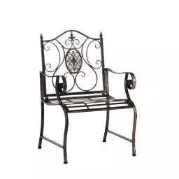 Chaise de jardin avec accoudoirs en métal Bronze