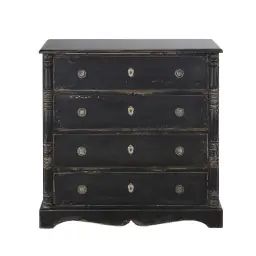 Commode 4 tiroirs noire et métal coloris laiton