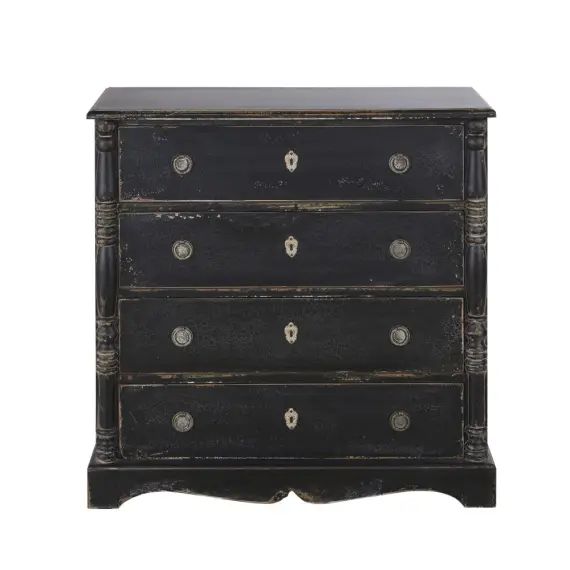 Commode 4 tiroirs noire et métal coloris laiton