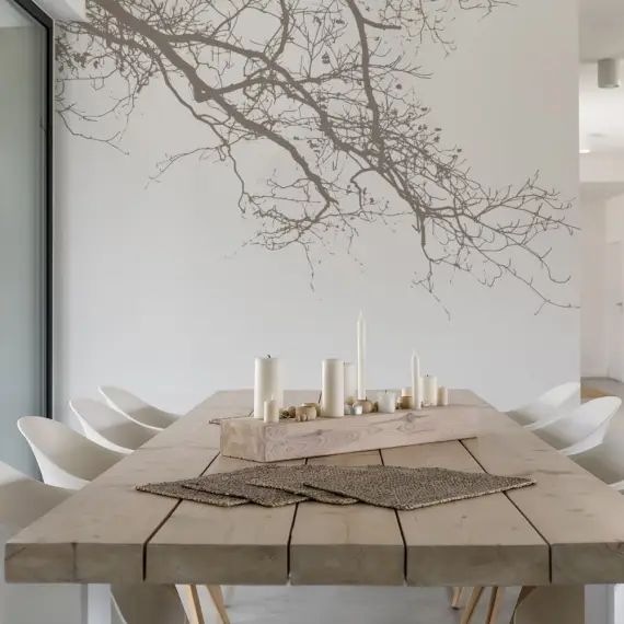 Papier peint panoramique abstract branch 300 x 250 cm brun foncé