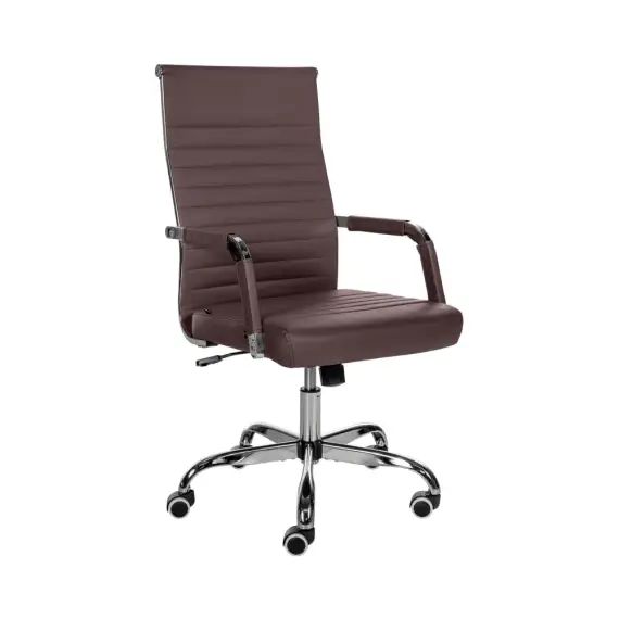Chaise de bureau réglable pivotante en similicuir Marron