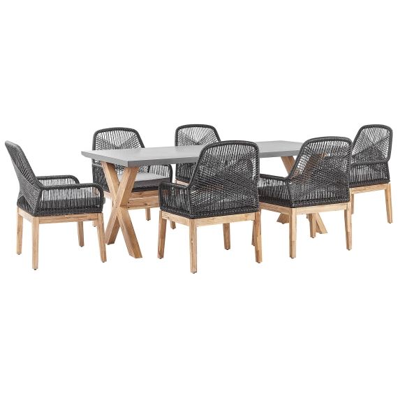 Set de salle à manger 6 personnes en fibre-ciment gris