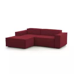 Canapé d’angle 2 places en tissu rouge