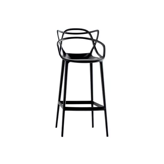 Chaise de bar Masters en Plastique, Technopolymère thermoplastique recyclé – Couleur Noir – 55 x 50 x 109 cm – Designer Philippe STARCK with Eugeni QUITLLET