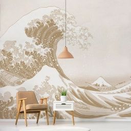 Papier peint panoramique PANORAMA wave fibre beige intissé l.424 x H.280 cm