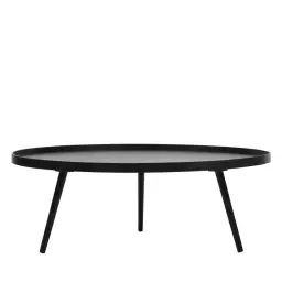 Table basse ronde en bois H36xD100cm noir