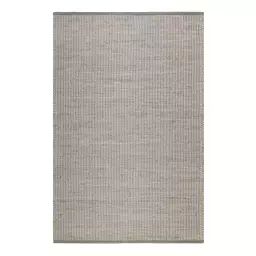 Tapis artisanal fait main laine et jute gris clair 80×150