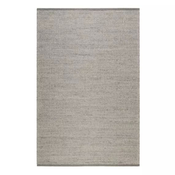 Tapis artisanal fait main laine et jute gris clair 80×150