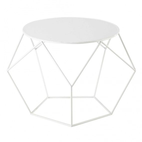 Table basse ronde en métal blanche D 64 cm Prism