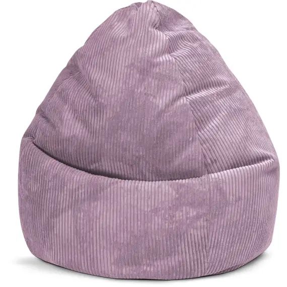 Pouf poire XXL d&rsquo;intérieur velours grosse cote mauve 80x130cm