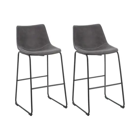 Lot de 2 chaises de bar en tissu gris