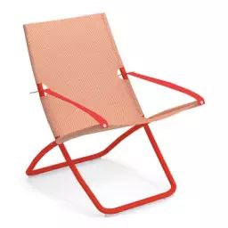 Chaise longue pliable inclinable Snooze en Métal, Tissu technique – Couleur Orange – 75 x 62.14 x 105 cm – Designer Marco Marin