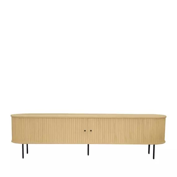 Lucie – Meuble TV aux portes coulissantes en bois et métal L200cm – Couleur – Bois clair