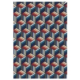 Tapis bleu motifs hexagonales en laine 230 x 160 cm