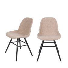 2 chaises en bois et tissu beige