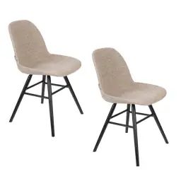2 chaises en bois et tissu beige