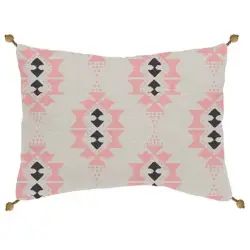 Coussin coton blanc avec motifs ethniques 30x50cm