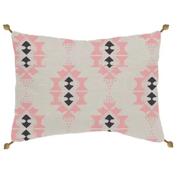 Coussin coton blanc avec motifs ethniques 30x50cm