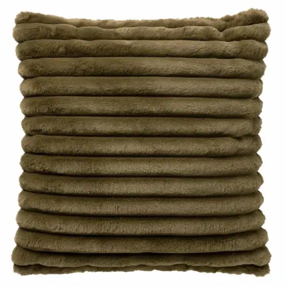Housse de coussin vert fausse fourrure-50×50 cm avec motif rayé