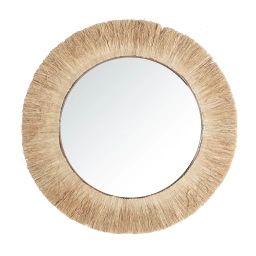 Miroir en raphia et bois en marron  59x2x59 cm