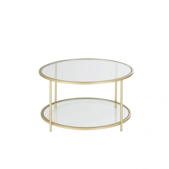 Bout de canapé en verre et métal doré