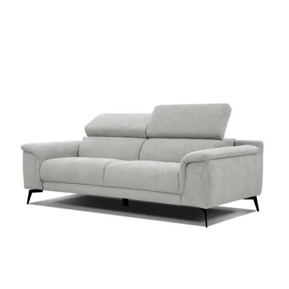 Canapé droit 3 places tissu beige clair