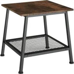 Table d’appoint BEDFORD  45,5x45x47cm effet bois foncé industriel