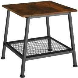 Table d’appoint BEDFORD  45,5x45x47cm effet bois foncé industriel