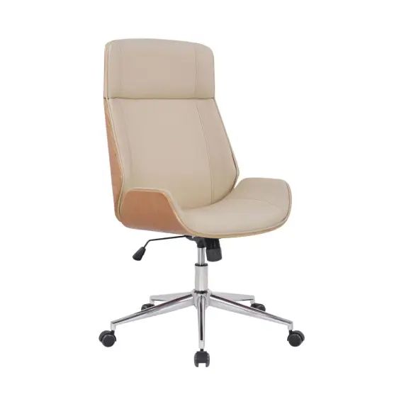 Chaise de bureau réglable en similicuir Nature / Crème