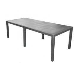 Table de jardin rectangulaire effet rotin gris anthracite L220cm