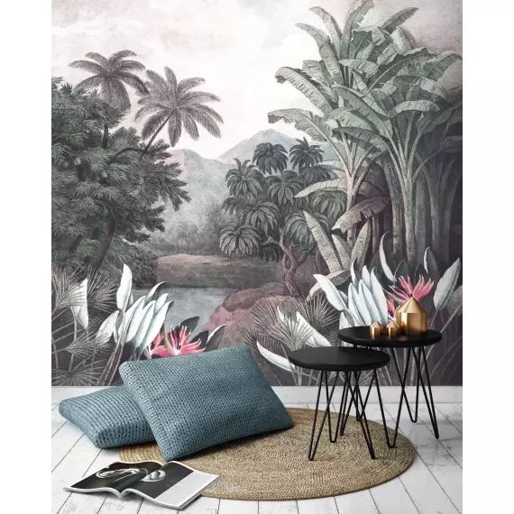 Papier peint panoramique forêt tropicale multicolore 280x300cm