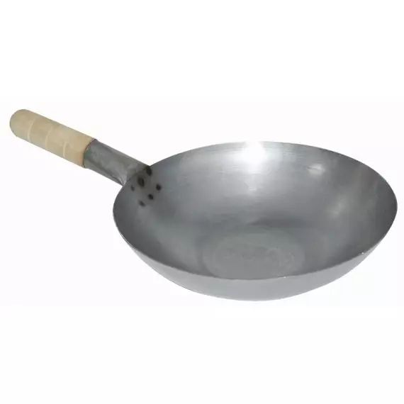 Wok fond plat en acier doux 36 cm