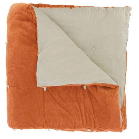 Edredon en velours de coton 90×200 cm orange