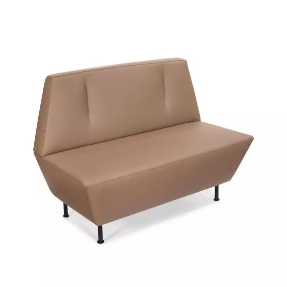 Canapé lounge 2 places en simili cuir marron