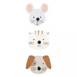 Lot de 3 patères animaux