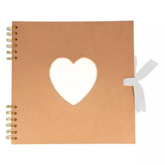 Album kraft couverture coeur 40 pages blanches 25 x 25 cm