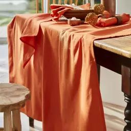 Nappe rectangulaire uni en coton orange 180×300 cm