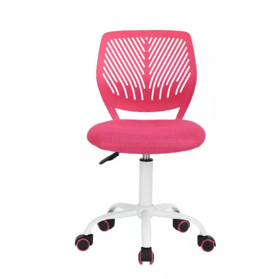 Chaise de bureau pour enfant rose à roulettes