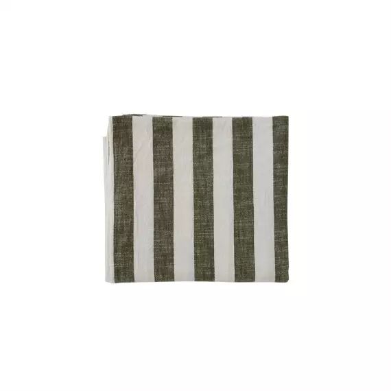 Nappe rayée vert en coton organique H200x140cm